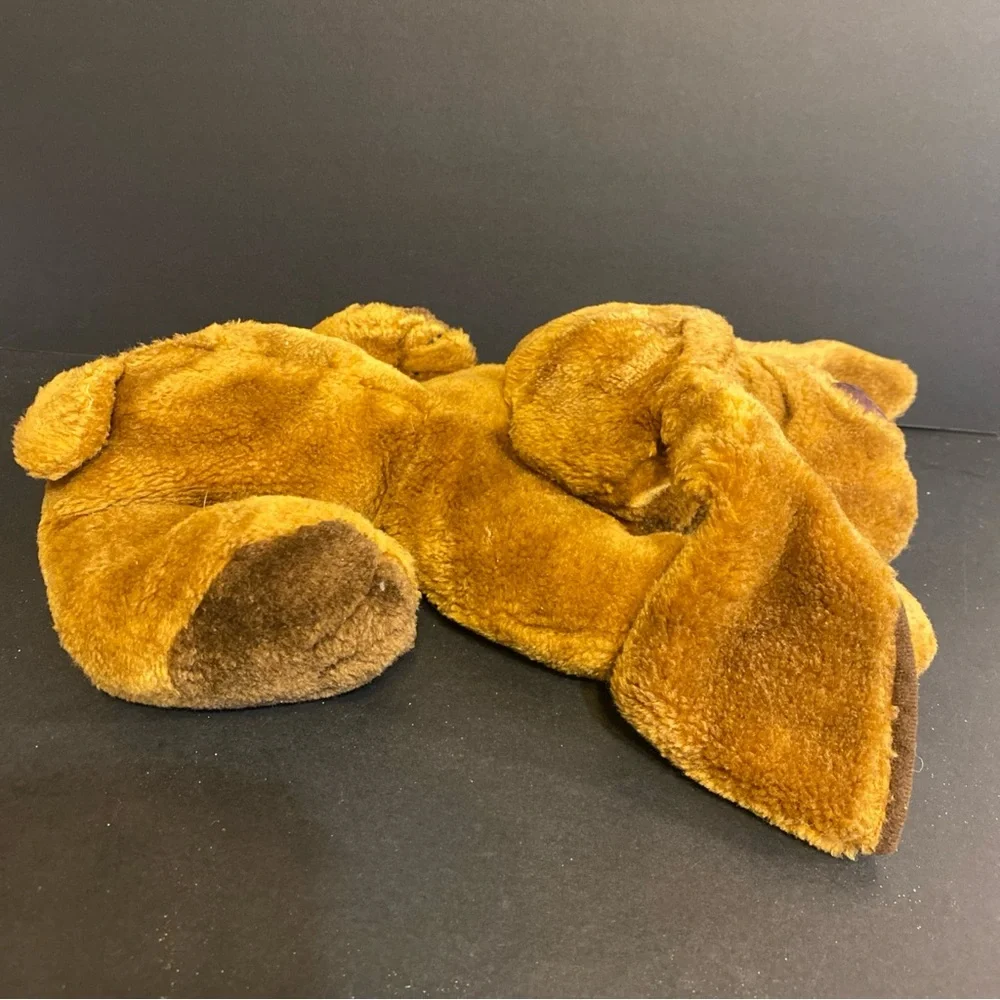 Vintage Brown Puppy Dog Plush Hound‎ Stuffed Animal Laying Down Vinyl Nose